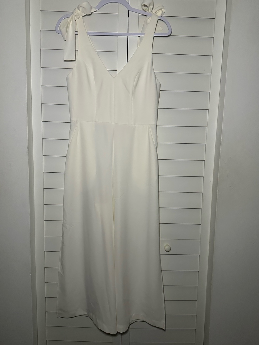 Amanda Uprichard Ivory Tie-Shoulder V-Neck jumpsuit White Small